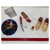 Vintage Christmas Decorative Items Lot - Santa Figurines & Plate