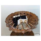 Vintage Wooden Double-Tiered Sewing Basket Stand