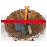 Vintage Wooden Double-Tiered Sewing Basket Stand