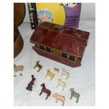 Vintage Toy & Collectible Lot: Wooden Truck, Little Golden Record, Animal Figures