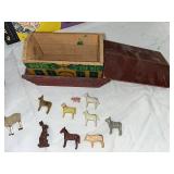 Vintage Toy & Collectible Lot: Wooden Truck, Little Golden Record, Animal Figures