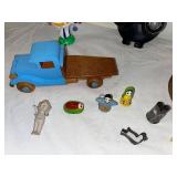 Vintage Toy & Collectible Lot: Wooden Truck, Little Golden Record, Animal Figures