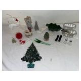 Vintage Christmas Decor Lot with Figurines, Tree, and Utensils