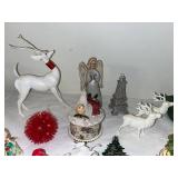 Vintage Christmas Decor Lot with Figurines, Tree, and Utensils