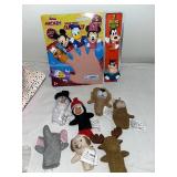 Mixed Lot: Disney Finger Puppets, Toy Cars, Handmade Bowl