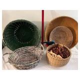 Collection of Woven Baskets - Mixed Materials and Colors