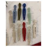 Vintage Needlepoint, Peg Dolls, Wire Chairs, Utensils Lot