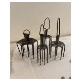 Vintage Needlepoint, Peg Dolls, Wire Chairs, Utensils Lot