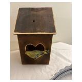 Vintage Wicker Tray, Decorative Metal Tray & Birdhouse Set