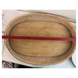 Vintage Wicker Tray, Decorative Metal Tray & Birdhouse Set