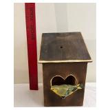 Vintage Wicker Tray, Decorative Metal Tray & Birdhouse Set