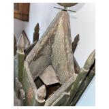 Antique Wooden Hand-Painted Dollhouse Church with Stained Glass