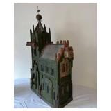 Antique Wooden Hand-Painted Dollhouse Church with Stained Glass