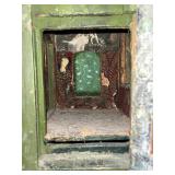 Antique Wooden Hand-Painted Dollhouse Church with Stained Glass