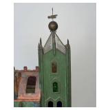 Antique Wooden Hand-Painted Dollhouse Church with Stained Glass