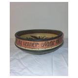 Scandinavian Wood Carved Handpainted Bowl with Floral Design