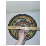 Scandinavian Wood Carved Handpainted Bowl with Floral Design