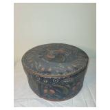 Antique Norwegian Bentwood Tine Box with Floral Design