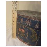 Antique Norwegian Bentwood Tine Box with Floral Design