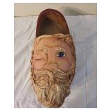 Handmade Wooden Shoe with Santa Face Decoration