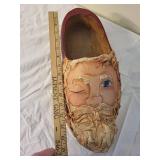 Handmade Wooden Shoe with Santa Face Decoration
