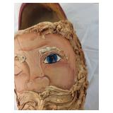 Handmade Wooden Shoe with Santa Face Decoration