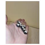 Vintage Mexico 925 Sterling Silver Cross Pendant with White Inlay