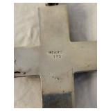 Vintage Mexico 925 Sterling Silver Cross Pendant with White Inlay