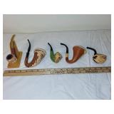 Set of Handmade Santa Face Smoking Pipes - Unique Collectible
