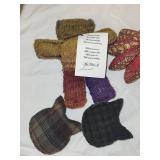 Lot of Handmade Fabric Pincushions, Patchwork Stars & Knitted Bear