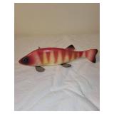 Vintage Red and Yellow Fish Decoy with Metal Fins