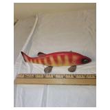 Vintage Red and Yellow Fish Decoy with Metal Fins