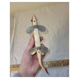 Vintage Red and Yellow Fish Decoy with Metal Fins