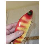 Vintage Red and Yellow Fish Decoy with Metal Fins
