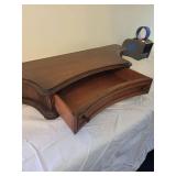 Vintage Curved Wooden Desk Organizer with Drawer