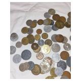 Assorted Foreign Coins in Metal Tin - Coin Collection Lot