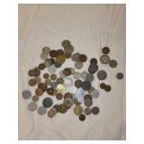 Assorted Foreign Coins in Metal Tin - Coin Collection Lot