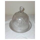 Vintage Etched Glass Cheese Dome 