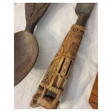 Antique Handcrafted Wooden Utensils Collection - Spoons & Knife