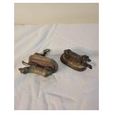 Antique Metal Dog Sewing Clamps with Pincushions Set of 2
