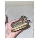 Antique Metal Dog Sewing Clamps with Pincushions Set of 2