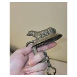 Antique Metal Dog Sewing Clamps with Pincushions Set of 2