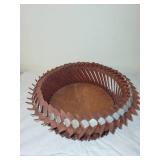 Vintage Tramp Art Wooden Bowl Handcrafted Folk Art