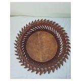 Vintage Tramp Art Wooden Bowl Handcrafted Folk Art