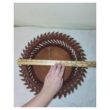 Vintage Tramp Art Wooden Bowl Handcrafted Folk Art