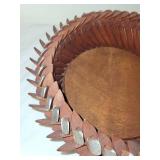 Vintage Tramp Art Wooden Bowl Handcrafted Folk Art