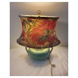 Vintage Table Lamp with Floral Shade and Ceramic Base