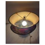 Vintage Table Lamp with Floral Shade and Ceramic Base