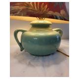 Vintage Table Lamp with Floral Shade and Ceramic Base