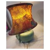 Vintage Table Lamp with Floral Shade and Ceramic Base